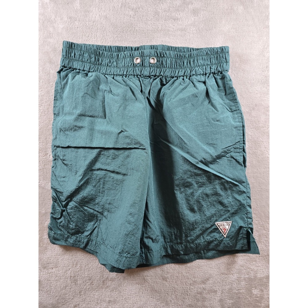 Guess Swim Trunks Mens Small Green‎ Shorts Pockets 7" *Read